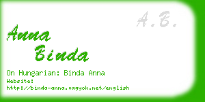 anna binda business card